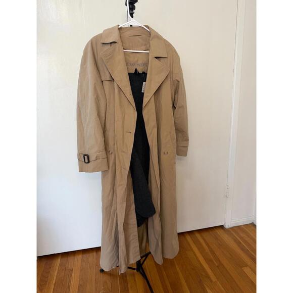 Evan Picone Jackets & Blazers - Evan-Picone Tan Trench Coat Petite 10 Long Classic Belted Wool Lined Jacket
